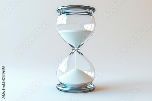 isolated hourglass on a pristine white background the flowing sand symbolizing the passage of time the minimalist design evokes contemplation and reflection emphasizing simplicity and clarity