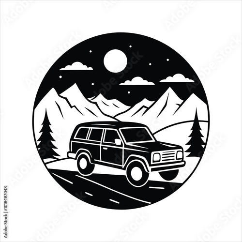 suv on road in behind mountain and nature 2