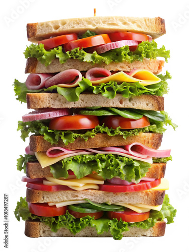 Tall sandwich isolated on transparent background