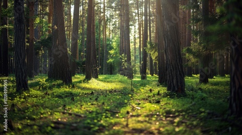 Sunlight Filtering Through a Forest