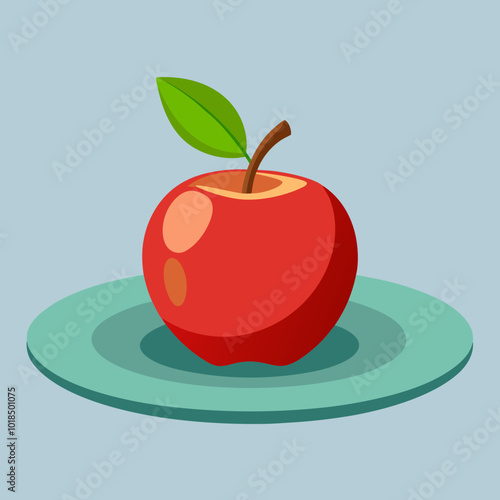 apple, fruit, food, vector, leaf, green, healthy, illustration, icon, fresh, diet, nature, ripe, red, sweet, health, vegetarian, juicy, delicious, art, nutrition, object, design, color, fruits