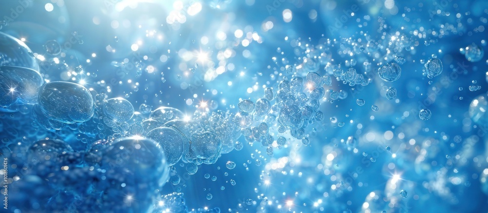 Closeup view of sparkling frozen liquid droplets and icy crystals against a magical wintry backdrop Ethereal shimmering and breathtakingly beautiful frozen water in a winter wonderland scene Closeup view of sparkling frozen liquid droplets and icy crystals against a magical wintry backdrop Ethereal shimmering and breathtakingly beautiful frozen water in a winter wonderland scene