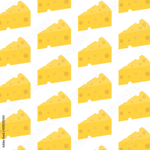 Cheese repeat pattern.Seamless pattern with cheese slices isolated on white background.Vector graphic background.