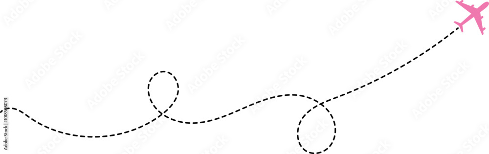 Airplane Dotted Route Line Airplane Dotted Route Line