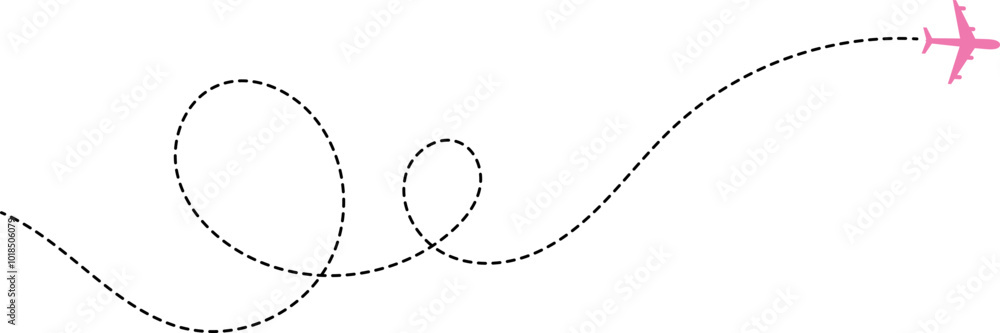 Airplane Dotted Route Line Airplane Dotted Route Line