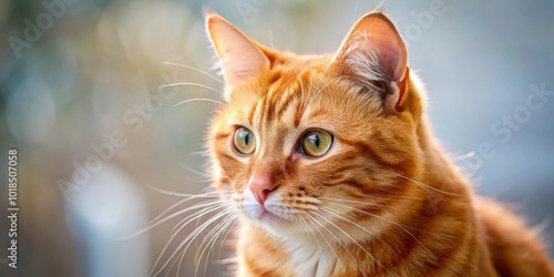 Close up portrait of an adorable orange ginger cat looking to the side, cute, feline, pet, animal, fluffy, whiskers, fur