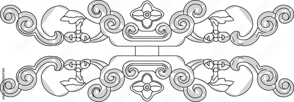 Naklejka premium Drawing sketch vector illustrations silhouette designs ornaments carvings classic vintage abstract ethnic traditional modern