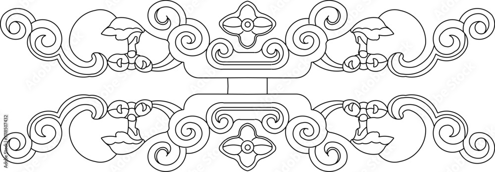 Fototapeta premium Drawing sketches vector illustrations silhouette designs ornaments carvings classic vintage abstract ethnic traditional modern