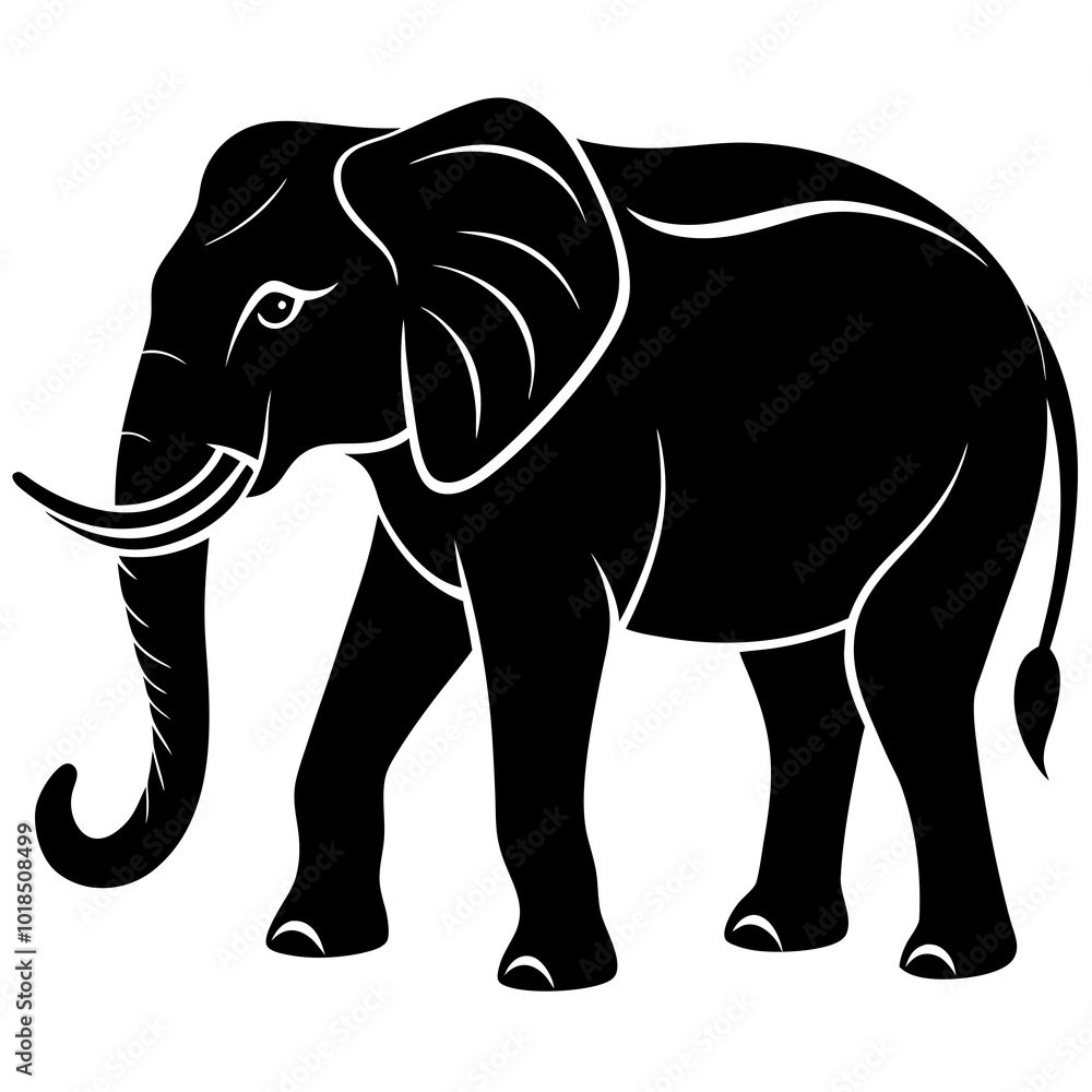 Obraz premium Elephant silhouette vector illustration 