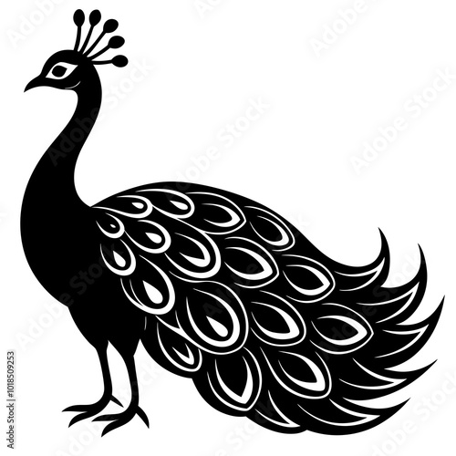  Peacock silhouette vector illustration