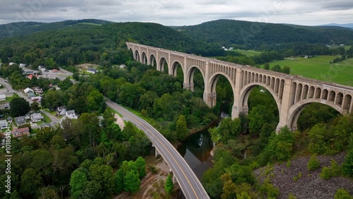 The Tunkhannock Creek Viaduct is a historic railroad bridge in Pennsylvania, renowned for being the world’s largest reinforced concrete bridge completed in 1915