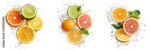 Citrus fruit slices isolated on a transparent background perfect for food illustrations or healthy lifestyle designs.