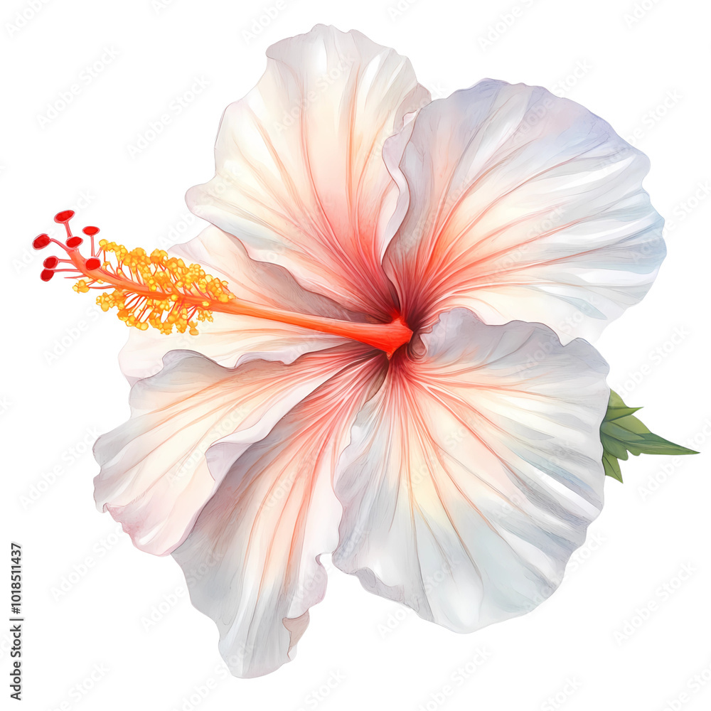 Fototapeta premium Hibiscus flowers watercolor isolated transparent, Generative AI