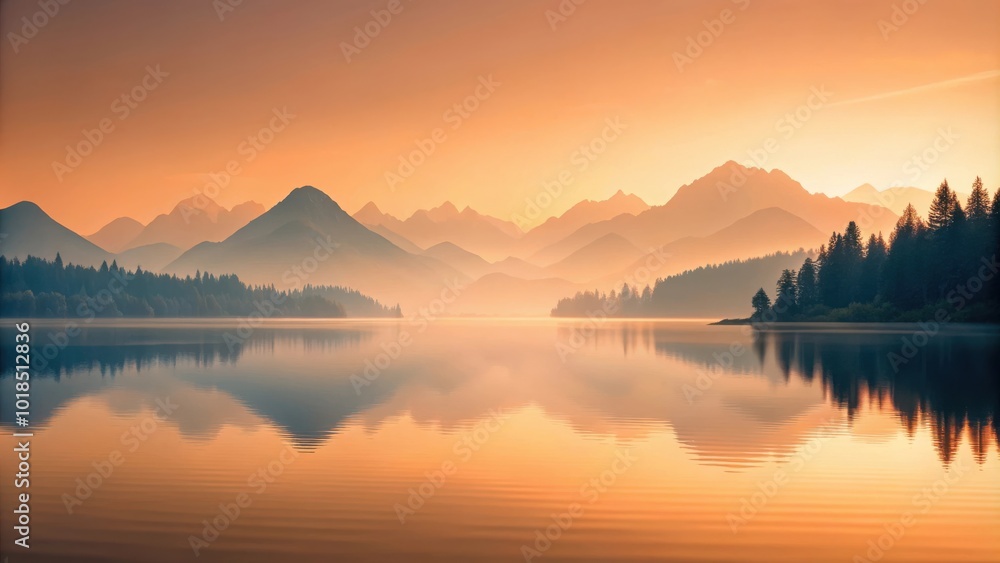 A serene mountain lake reflecting the soft hues of a golden sunrise, casting a tranquil and ethereal glow over the landscape. A serene mountain lake reflecting the soft hues of a golden sunrise, casting a tranquil and ethereal glow over the landscape.