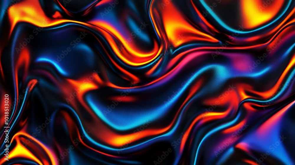 Neon Lights on Black Silk Satin Background. AI generated illustration Neon Lights on Black Silk Satin Background. AI generated illustration