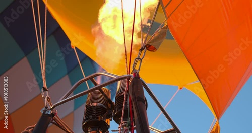 Balloon Burners, Large Yellow & Blue Flames  Balloon Festival & Fiesta, Albuquerque New Mexico, 4K