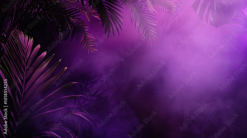 Purple Fog with Tropical Leaves Purple Fog with Tropical Leaves