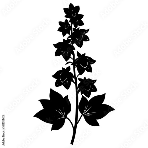  Delphinium silhouette vector illustration 