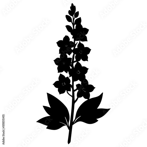  Delphinium silhouette vector illustration 