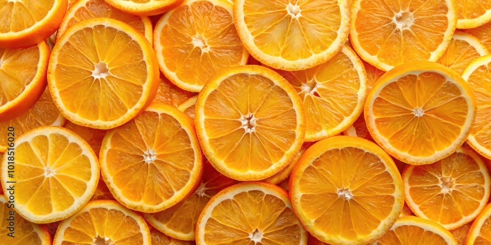 A Vibrant Pattern of Sliced Oranges Arranged in a Tight and Symmetrical Formation, Showcasing the Juicy and Refreshing Nature of This Citrus Fruit A Vibrant Pattern of Sliced Oranges Arranged in a Tight and Symmetrical Formation, Showcasing the Juicy and Refreshing Nature of This Citrus Fruit