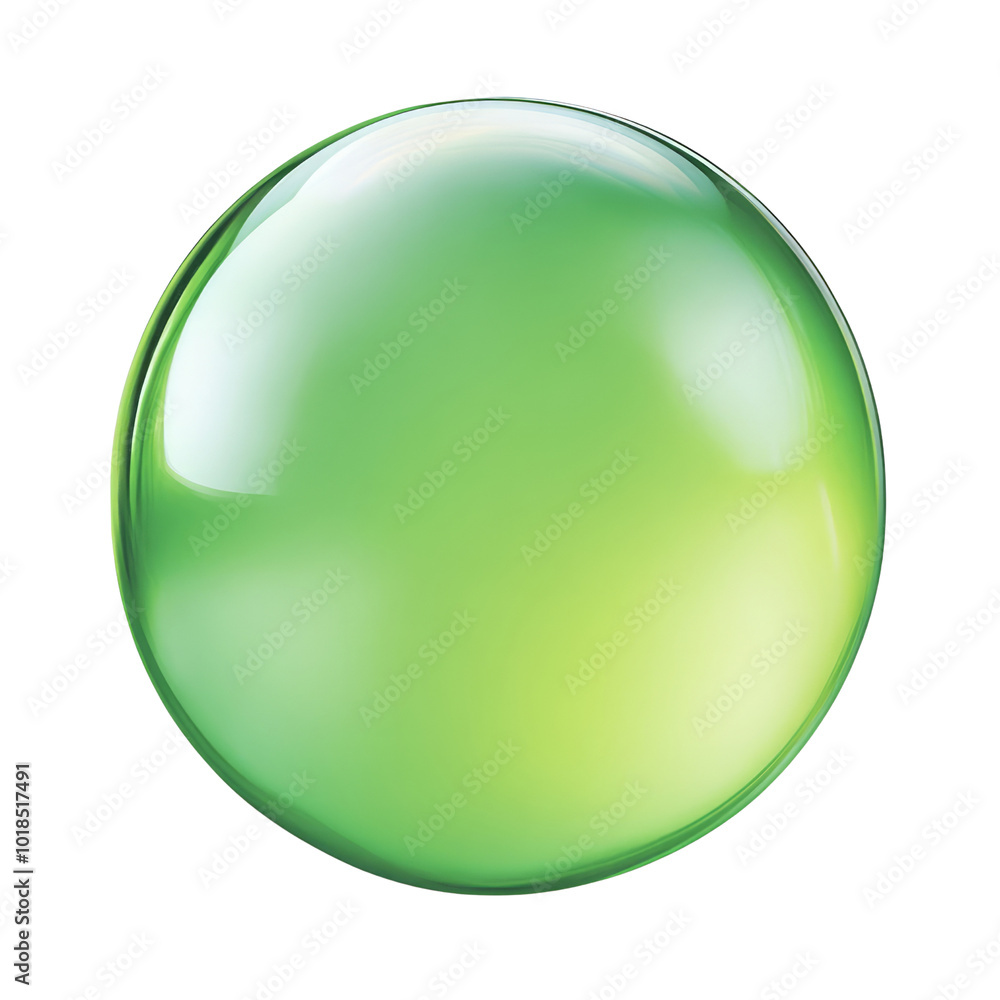 green glass sphere 3d render icon isolated on transparent background cutout