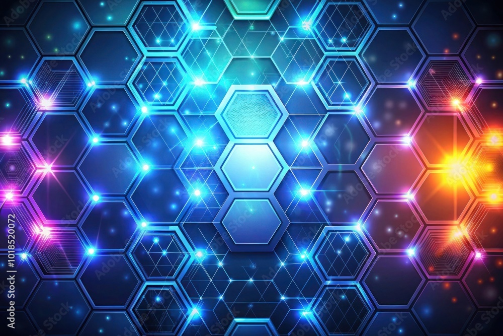Abstract background hexagon pattern with glowing lights Abstract background hexagon pattern with glowing lights