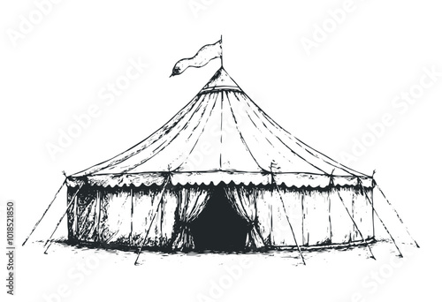 Vintage map and compass illustration for explorers. Vector retro hand drawn illustration.