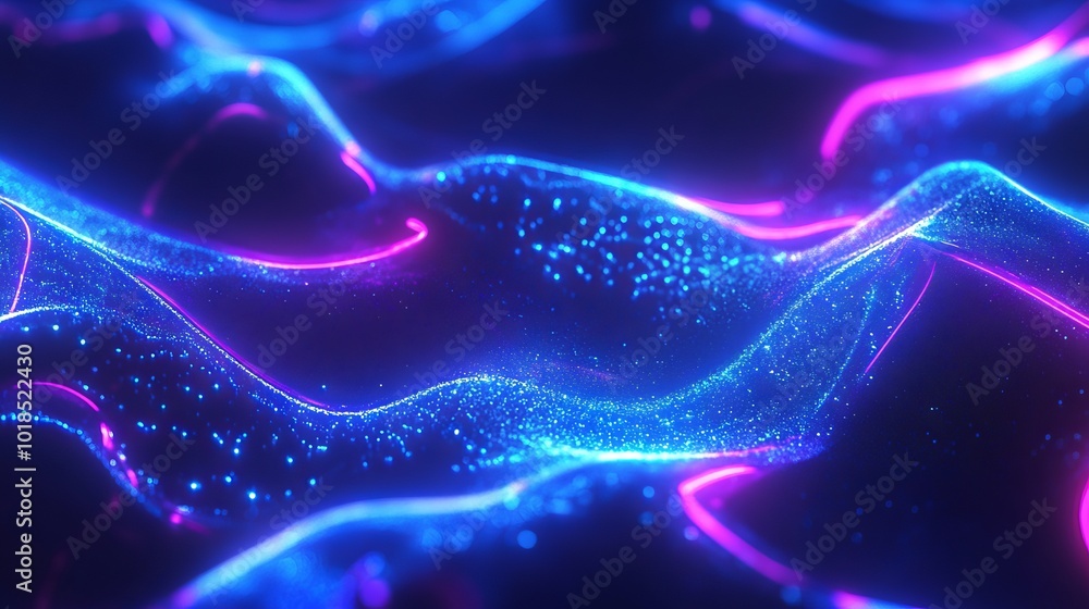 Abstract Neon Background with Glowing Shapes. AI generated illustration Abstract Neon Background with Glowing Shapes. AI generated illustration
