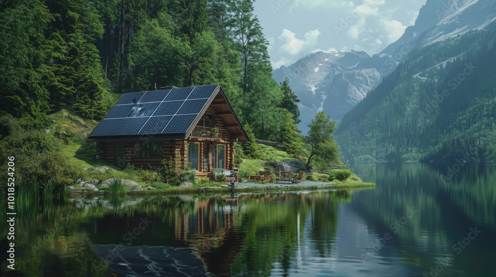 Serene Lakeside Cabin with Solar Panels Serene Lakeside Cabin with Solar Panels