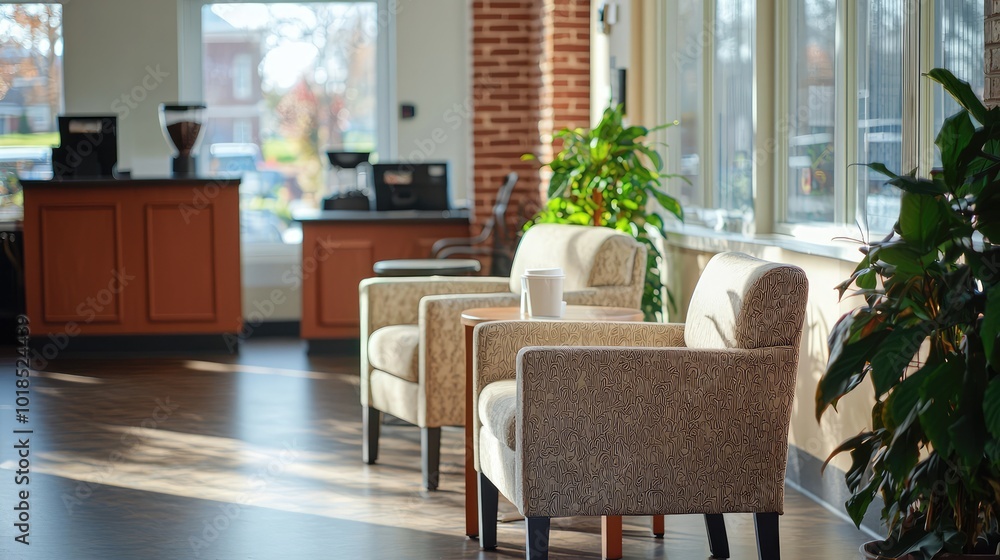Cozy seating area with two chairs, sunlight streaming in, surrounded by plants, perfect for relaxation and comfort. Cozy seating area with two chairs, sunlight streaming in, surrounded by plants, perfect for relaxation and comfort.