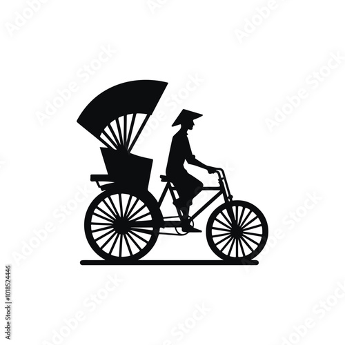 Bangladeshi Traditional Rickshaw vector silhouette
