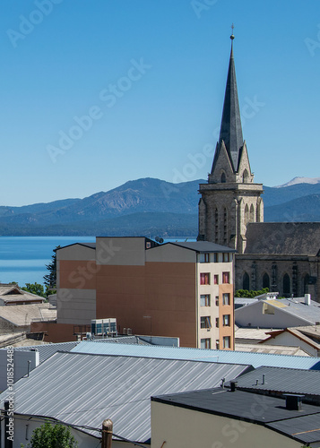 San carlos de bariloche aerial cityscape, rio negro, argentina