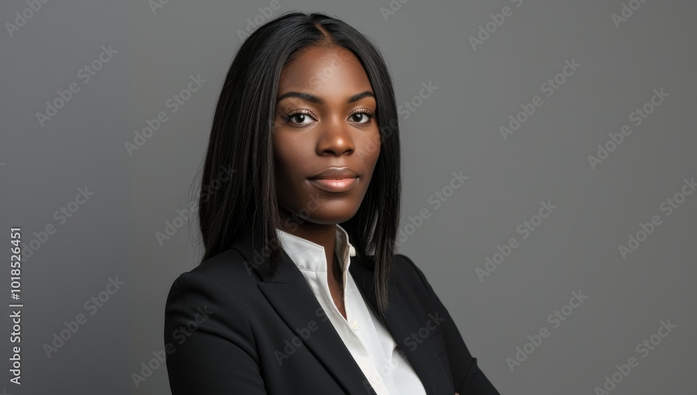 Beautiful Powerful Black businesswoman with shoulder-length hair, wearing a business suit, copy space. Diverse employment manager boss ceo Beautiful Powerful Black businesswoman with shoulder-length hair, wearing a business suit, copy space. Diverse employment manager boss ceo