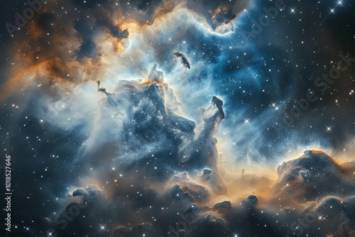 Celestial Tapestry: Abstract Nebula in Cosmic Galaxy photo