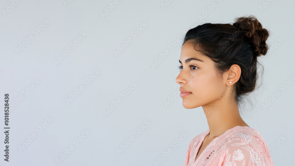 Hispanic woman wearing traditional middle east kaftan cloth costume Hispanic woman wearing traditional middle east kaftan cloth costume