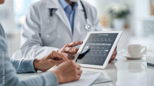 Doctor and Patient Discussing Medical Data on Tablet