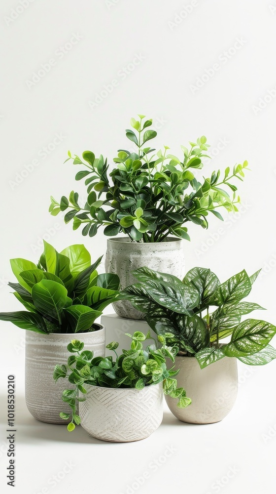 Fototapeta premium Desk Plant Arrangement on White