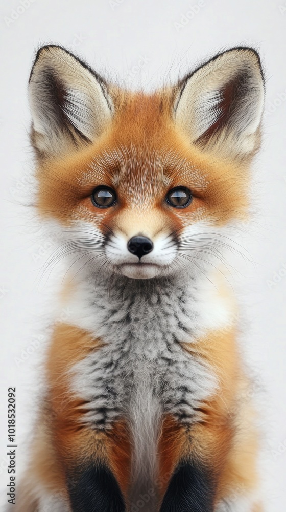 A close-up portrait of a cute, fluffy red fox. A close-up portrait of a cute, fluffy red fox.