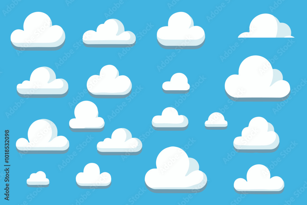 Cloud. Abstract white cloudy set isolated on blue background. Vector illustration Cloud. Abstract white cloudy set isolated on blue background. Vector illustration