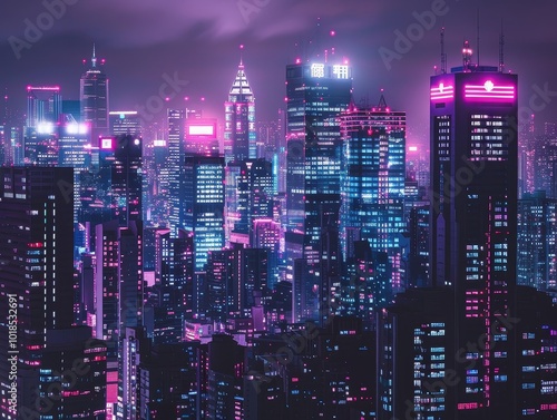 Cyberpunk City Neon Lights Night