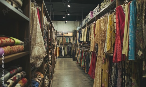 Wallpaper Mural A clothing store with racks of colorful dresses. Torontodigital.ca