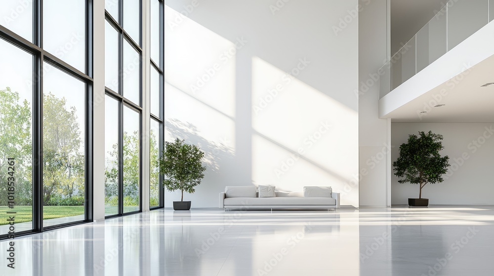 Modern interior featuring a bright, open space with large windows and elegant furniture, ideal for showcasing contemporary design. Modern interior featuring a bright, open space with large windows and elegant furniture, ideal for showcasing contemporary design.