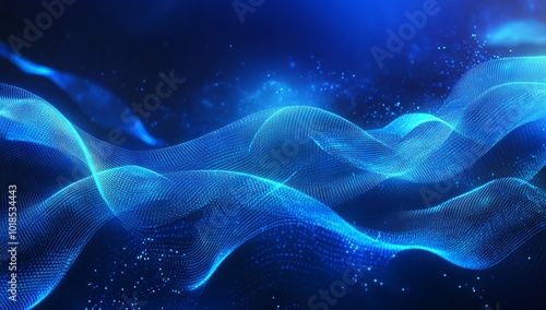 Futuristic Abstract Blue Background with Neon Lines. AI generated illustration