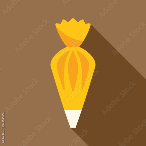 Yellow pastry bag for cream, decorating cake or cupcake with cream