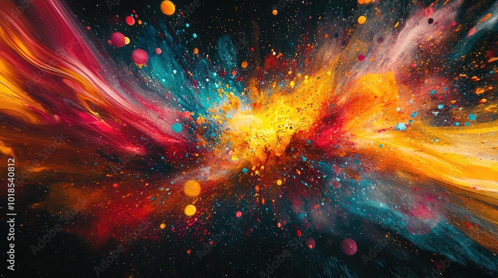 Vibrant abstract explosion of colors and shapes, showcasing dynamic motion and artistic expression, perfect for creative projects. Vibrant abstract explosion of colors and shapes, showcasing dynamic motion and artistic expression, perfect for creative projects.