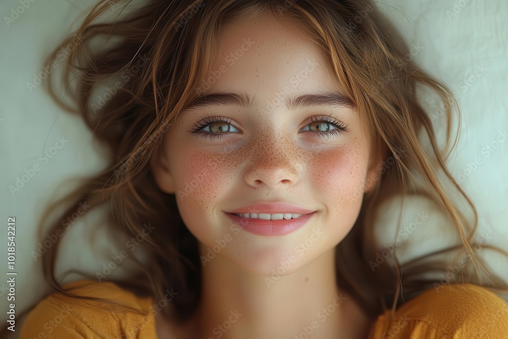joyful young north american girl with a bright smile captured in ultrarealistic detail the avatarstyle image features a plain solid background emphasizing her happiness and warmth joyful young north american girl with a bright smile captured in ultrarealistic detail the avatarstyle image features a plain solid background emphasizing her happiness and warmth