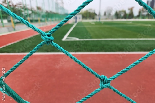 football field, view through the net