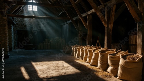 Wallpaper Mural Sunlight Streams Through an Old Barn Interior Torontodigital.ca