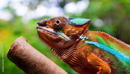 Male young panther chameleon Fucifer Pardalis on a branch photo