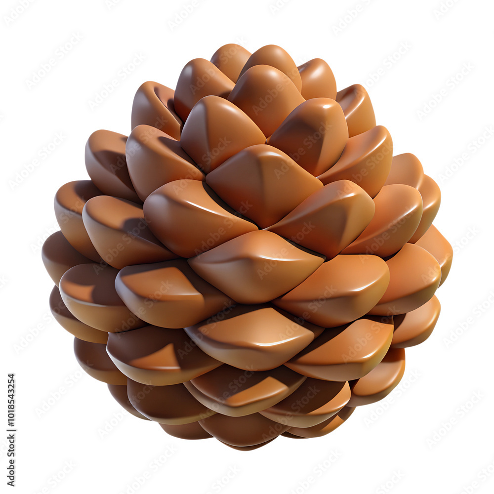 Brown shiny pine cone on white background Brown shiny pine cone on white background